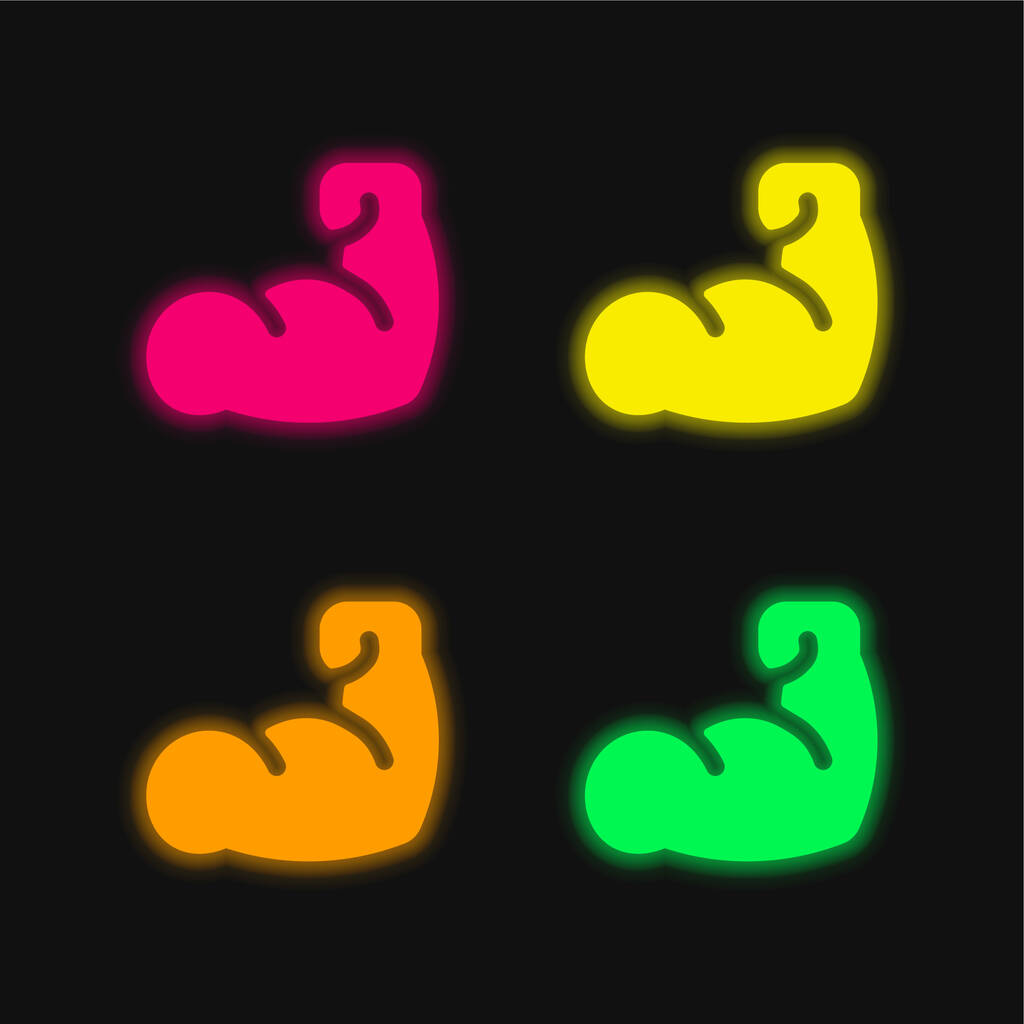 Arm vier kleuren gloeiende neon vector icoon - Vector, afbeelding