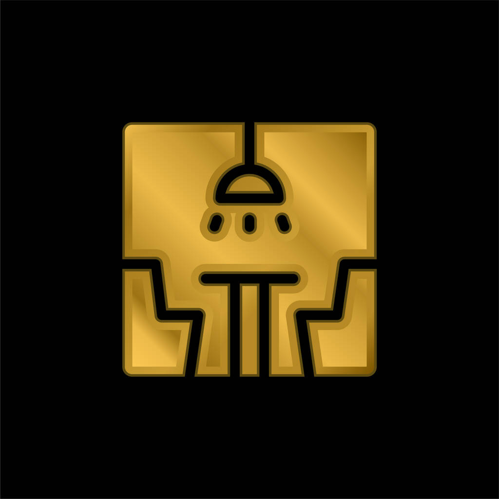 Cabina chapado en oro icono metálico o logo vector - Vector, Imagen