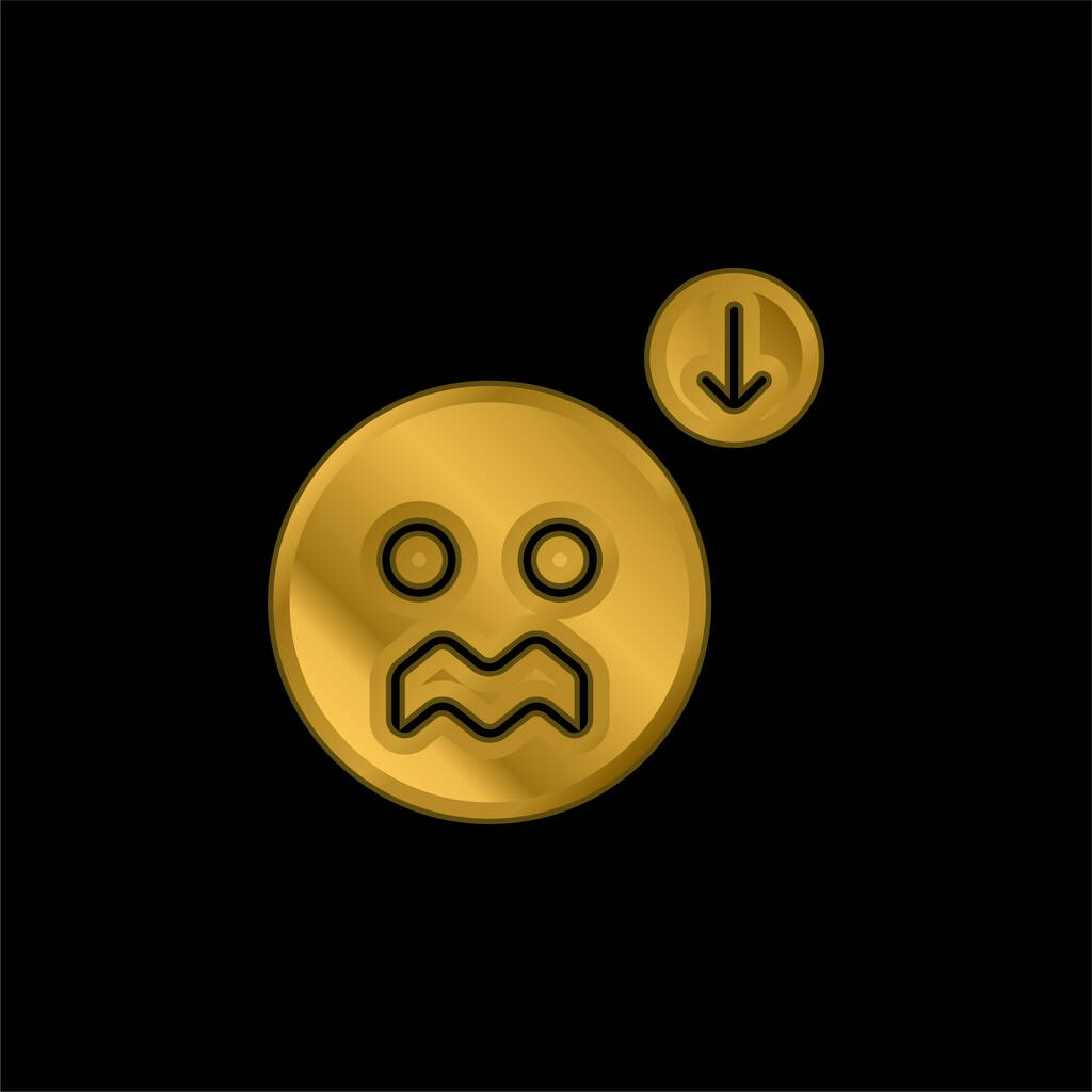Ansiedad chapado en oro icono metálico o logo vector - Vector, Imagen