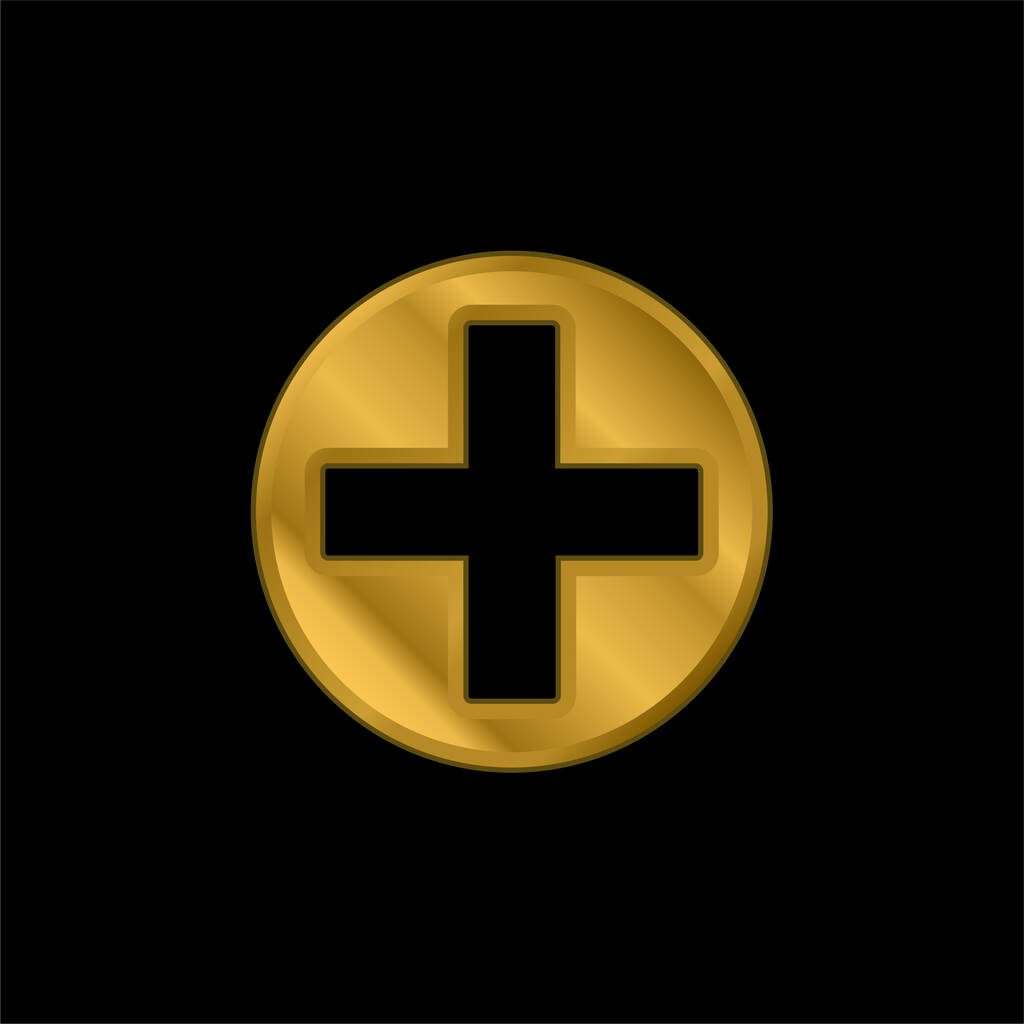 Добавить плакированный металлический значок или вектор логотипа круга кнопки - Вектор,изображение