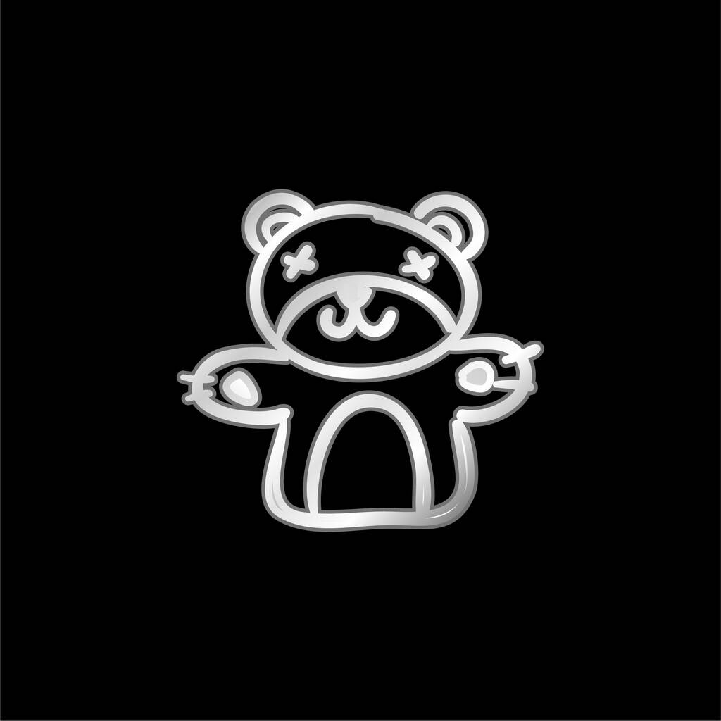 Bear Toy posrebrzana ikona metaliczna - Wektor, obraz