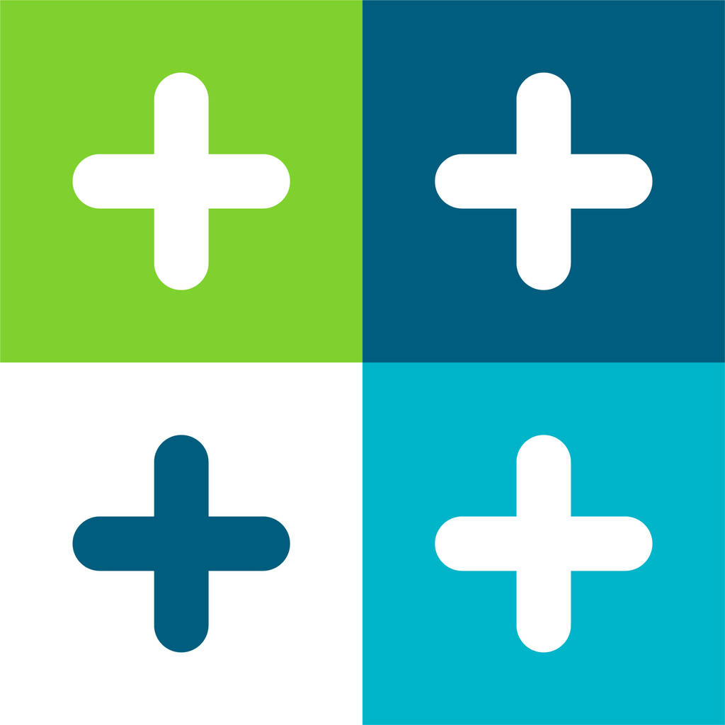 Signe d'addition Ensemble d'icônes minimal plat à quatre couleurs - Vecteur, image