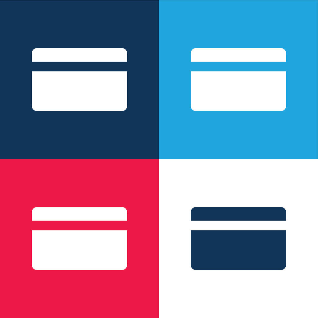 Banco tarjeta de crédito azul y rojo de cuatro colores mínimo icono conjunto - Vector, imagen