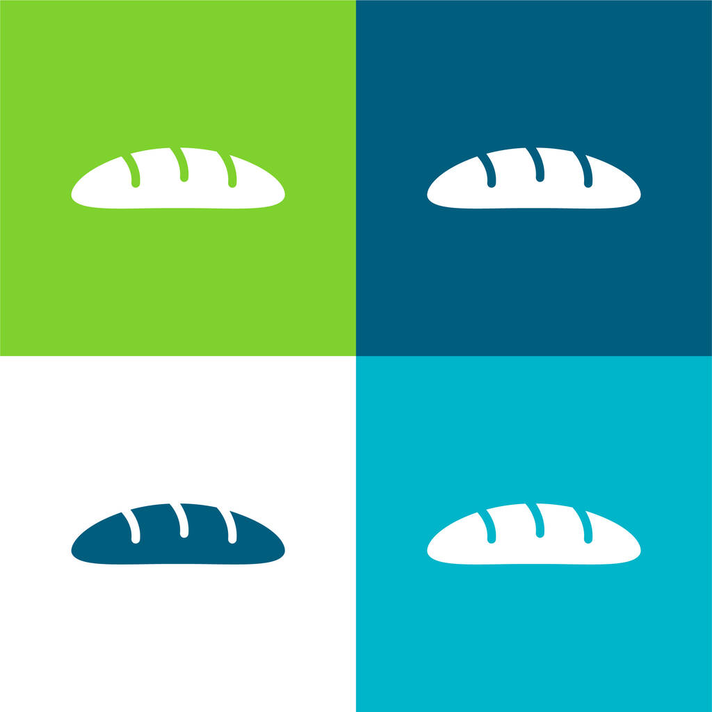 Pão Plano de quatro cores conjunto de ícones mínimos - Vetor, Imagem