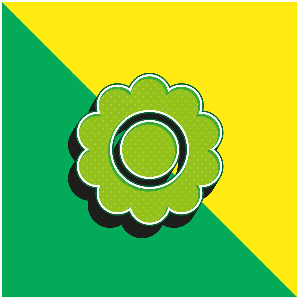 Bloom Flower Logo vectoriel 3d moderne vert et jaune - Vecteur, image