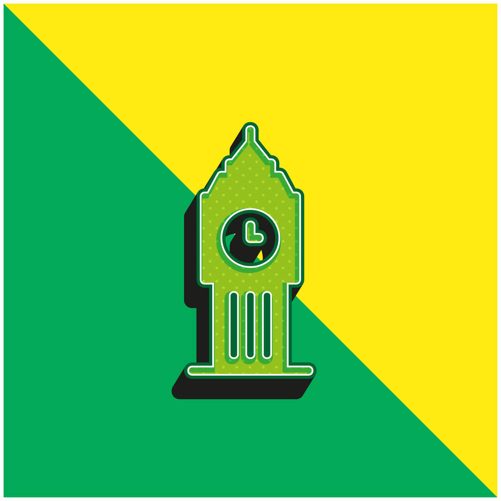 Big Ben Green і жовтий сучасний 3d векторний логотип ікони - Вектор, зображення