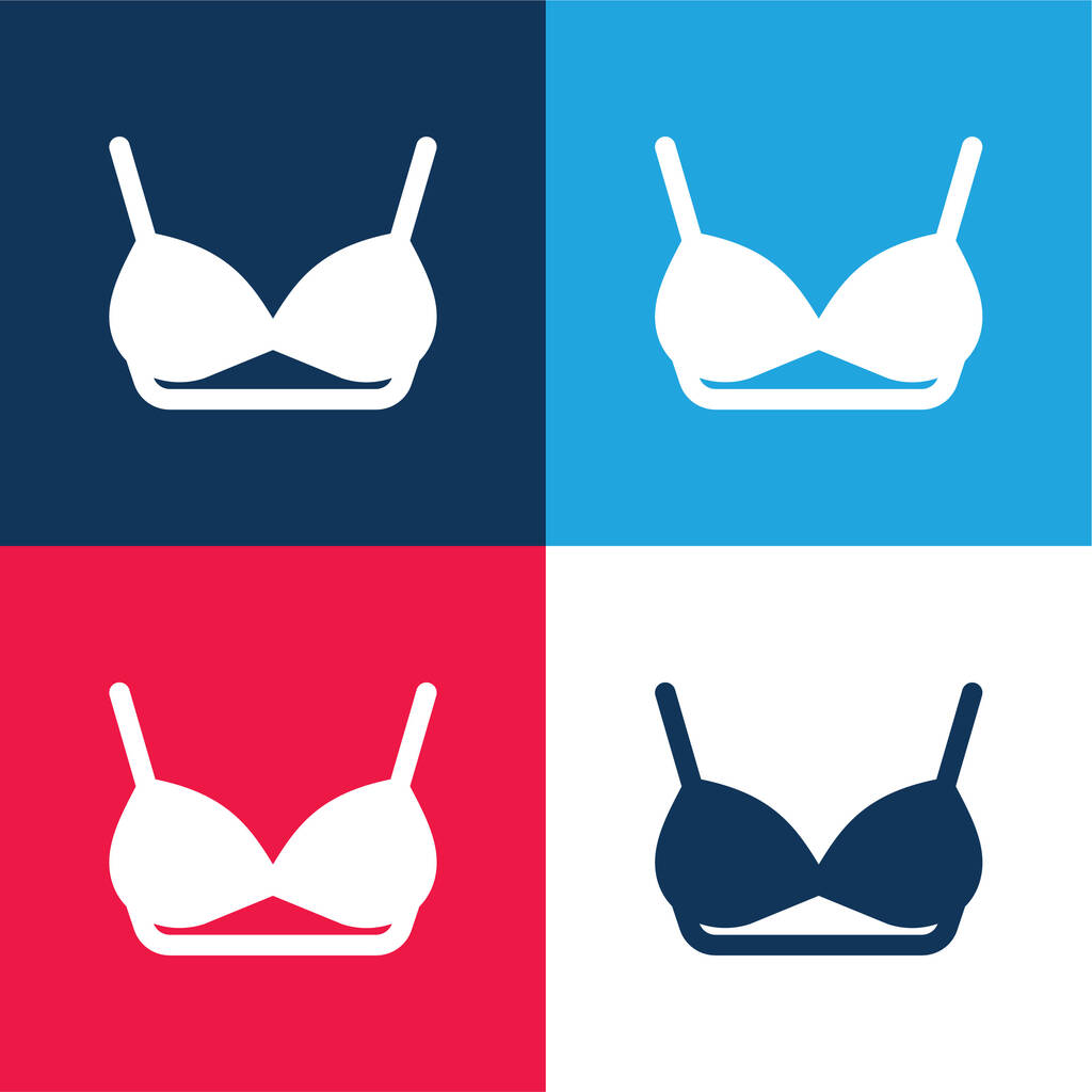 Bra blue and red four color minimal icon set - Vector, Image