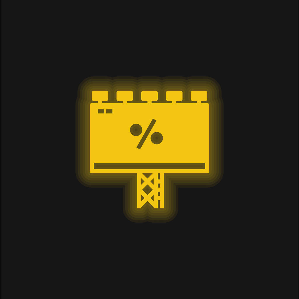 Ícone de néon brilhante amarelo da Billboard - Vetor, Imagem