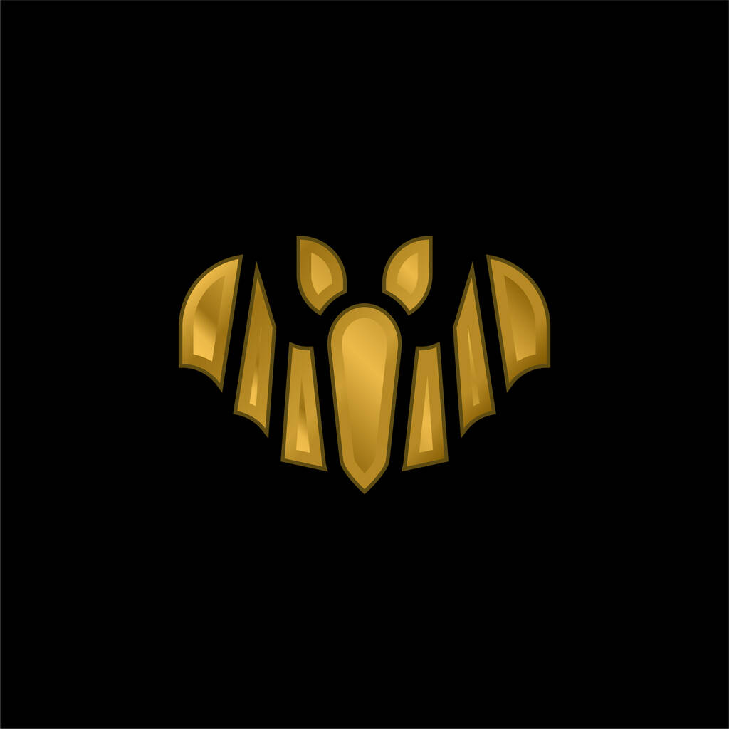 murciélago chapado en oro icono metálico o logo vector - Vector, imagen
