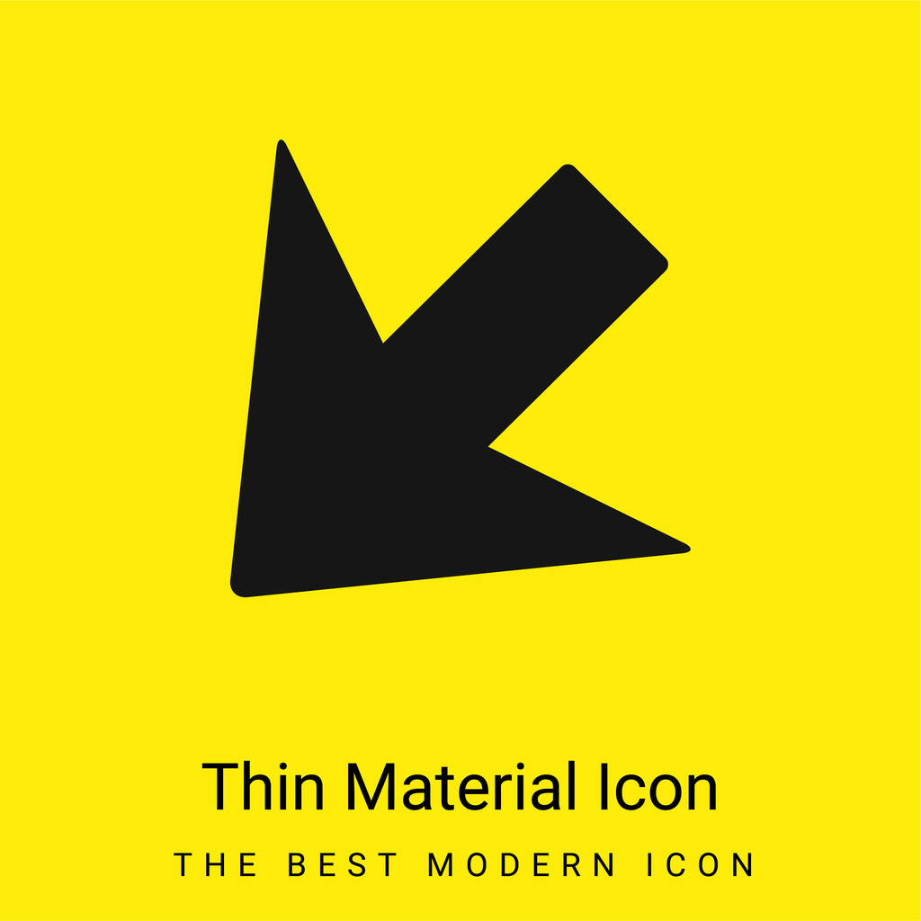 Arrow Pointing Left Down minimal bright yellow material icon - Vector, Image