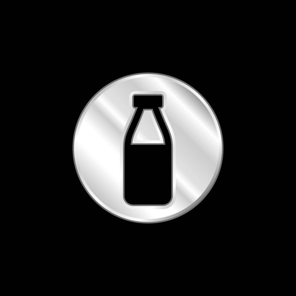 Alergeny Mléko postříbřená kovová ikona - Vektor, obrázek