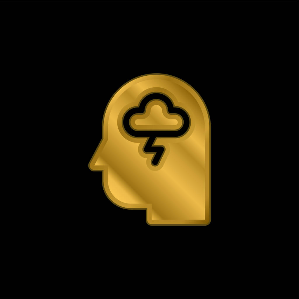 Ansiedad chapado en oro icono metálico o logo vector - Vector, Imagen