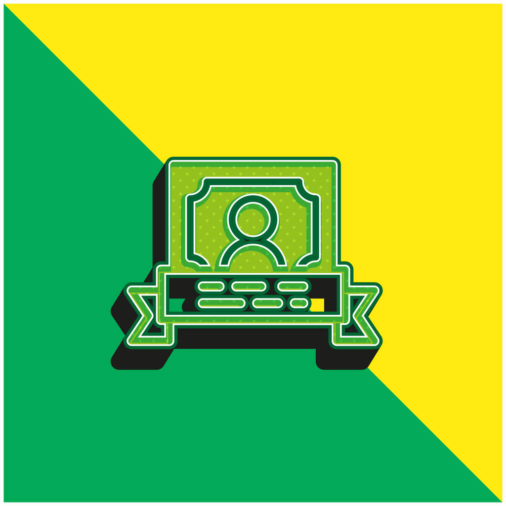 Distintivi Logo icona vettoriale 3D moderna verde e gialla - Vettoriali, immagini