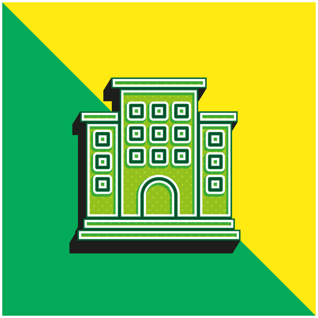 Huoneisto Vihreä ja keltainen moderni 3d vektori kuvake logo - Vektori, kuva