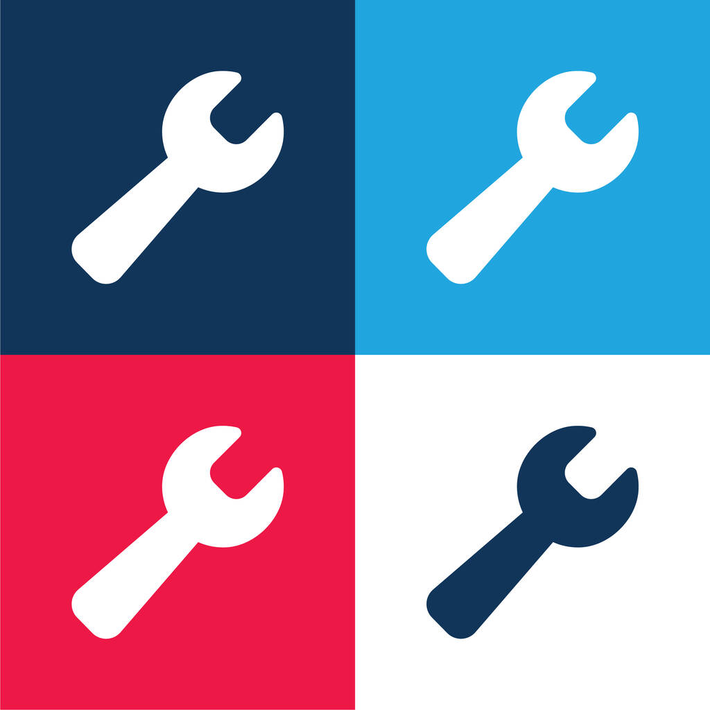 Black Wrench blue and red four color minimal icon set - Vector, Image