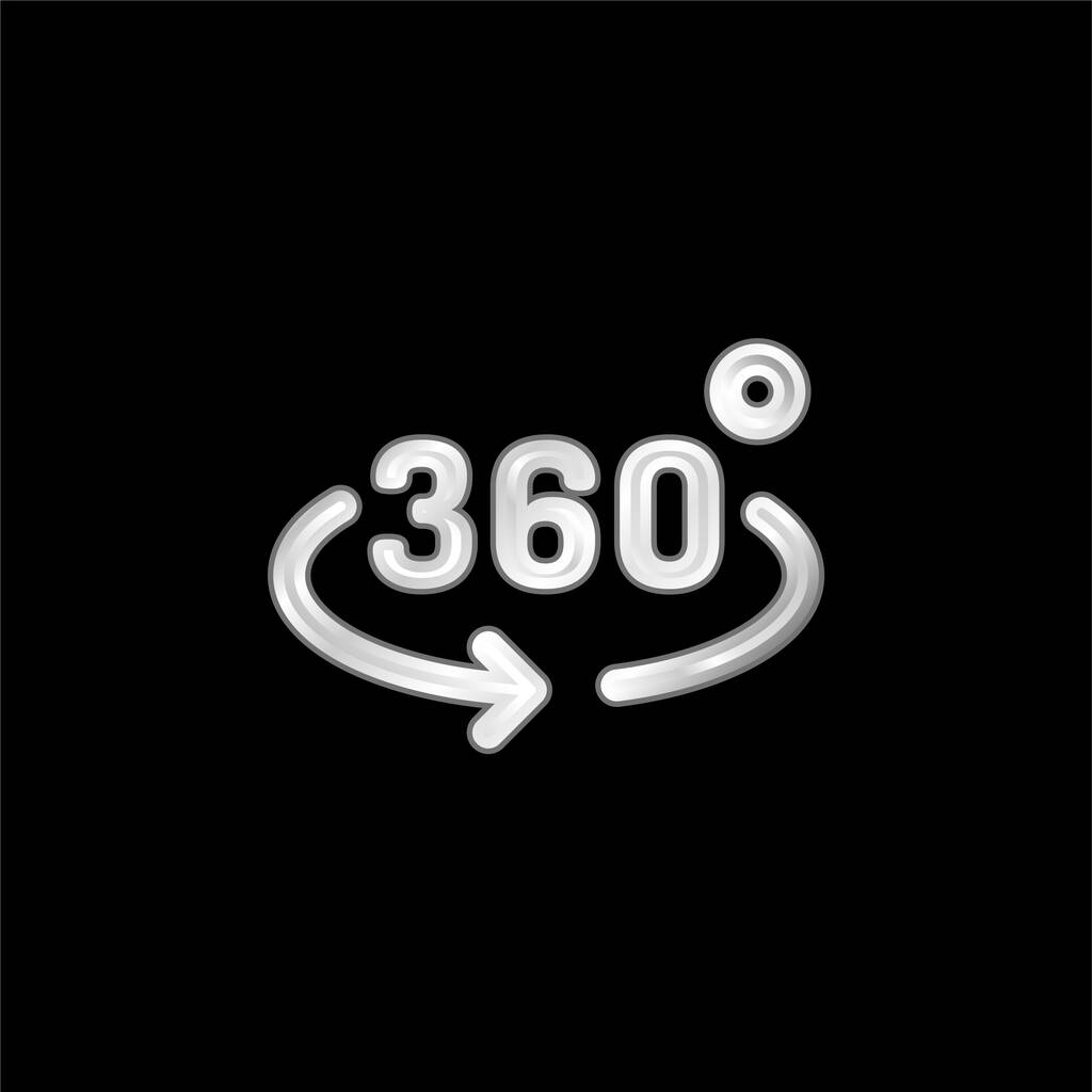 360 Stopnie posrebrzana ikona metaliczna - Wektor, obraz