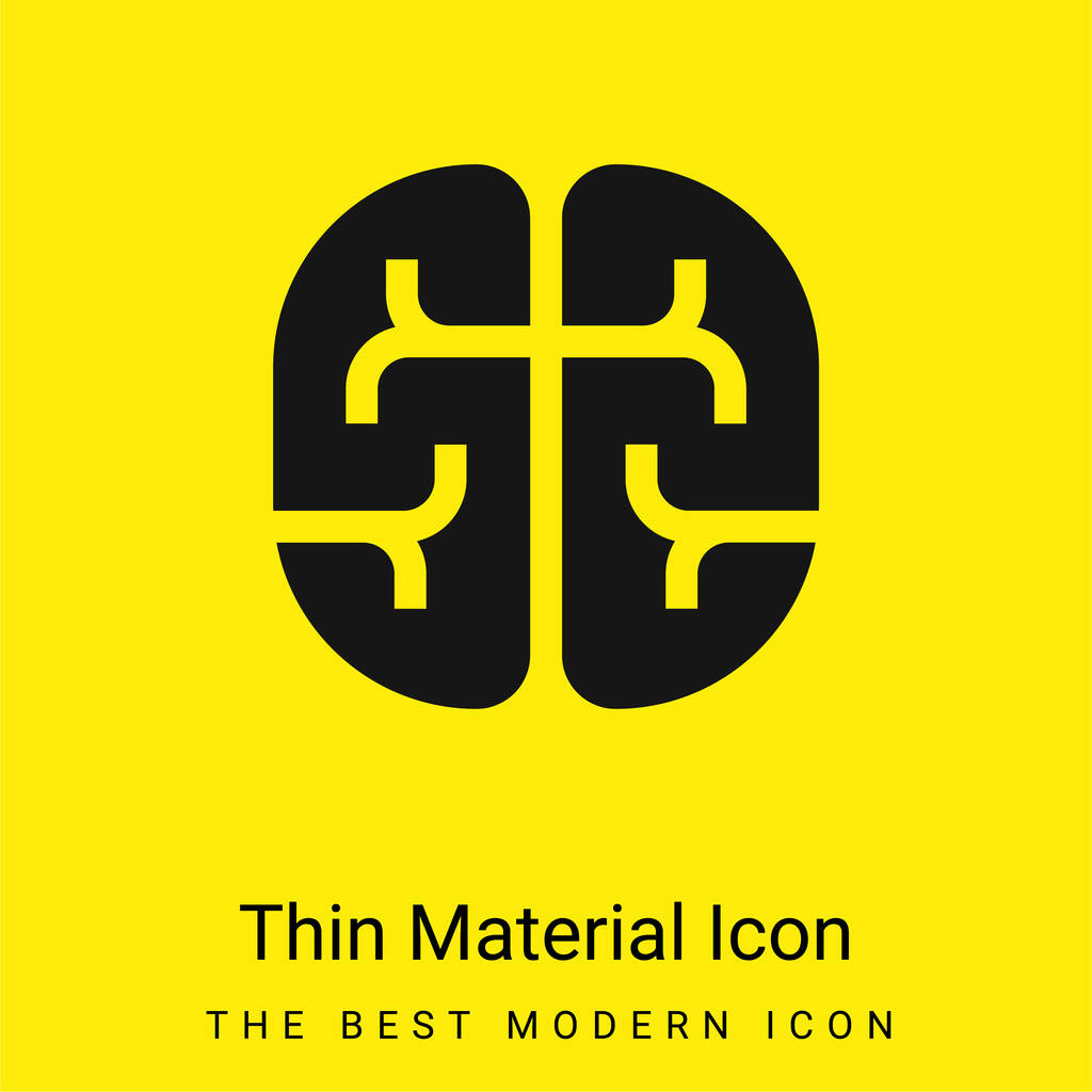 Cérebro mínimo ícone material amarelo brilhante - Vetor, Imagem