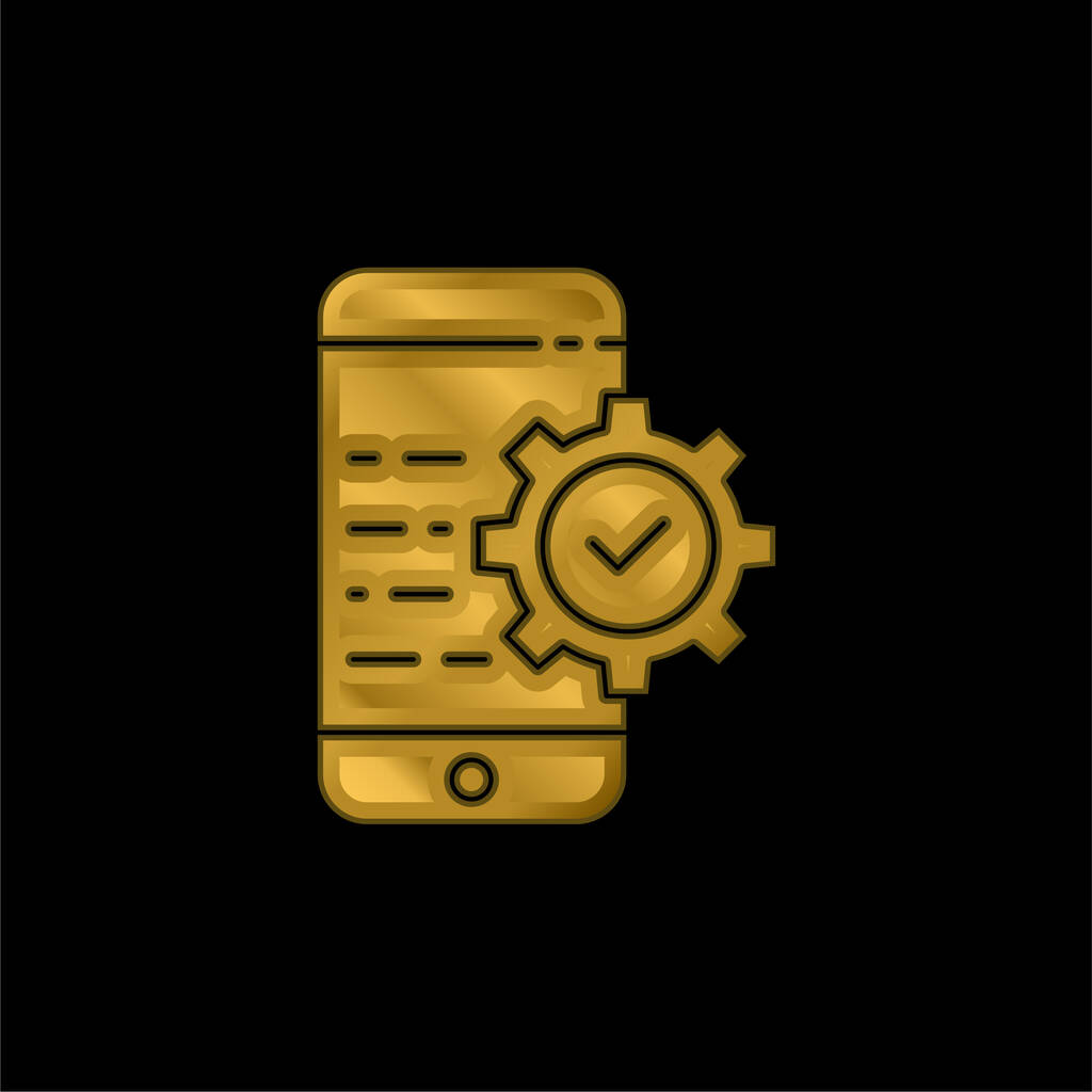 Aplicação ícone metálico banhado a ouro ou vetor do logotipo - Vetor, Imagem