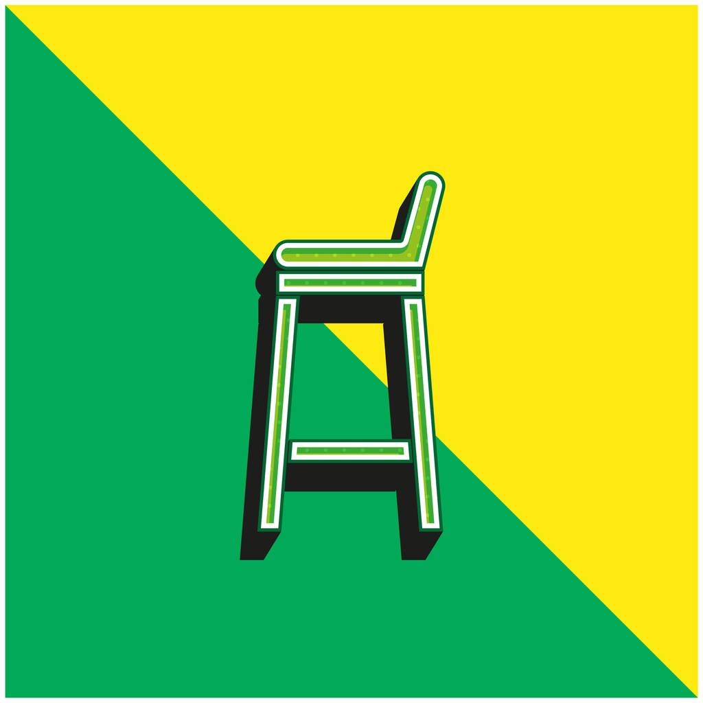 Taburete de bar verde y amarillo moderno vector 3d icono logotipo - Vector, imagen