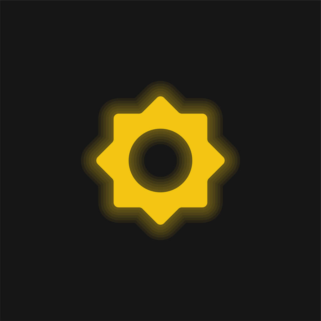 Astrologinen aurinko keltainen hehkuva neon kuvake - Vektori, kuva