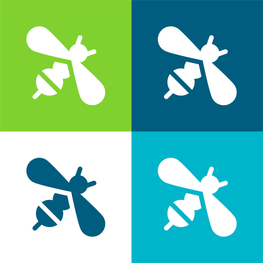 Bee Flat four color minimal icon set - Vector, Image