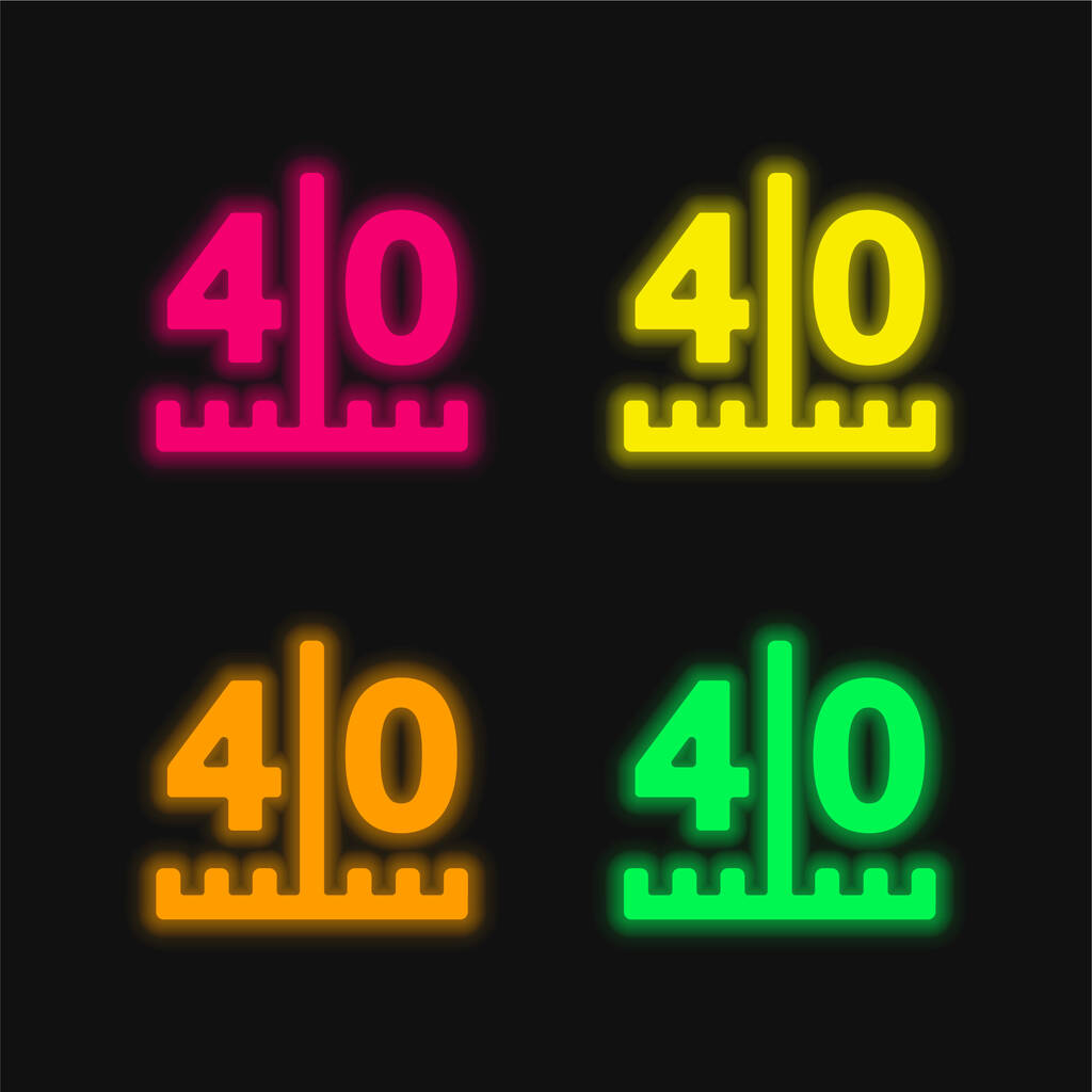 American Football Scores Numbers 4-кольоровий світячий неоновий вектор ікона - Вектор, зображення