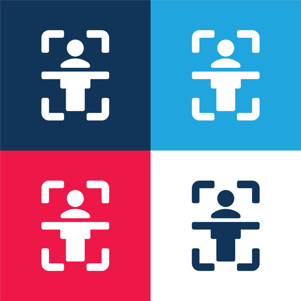 Body Scan blu e rosso set di icone minime a quattro colori - Vettoriali, immagini