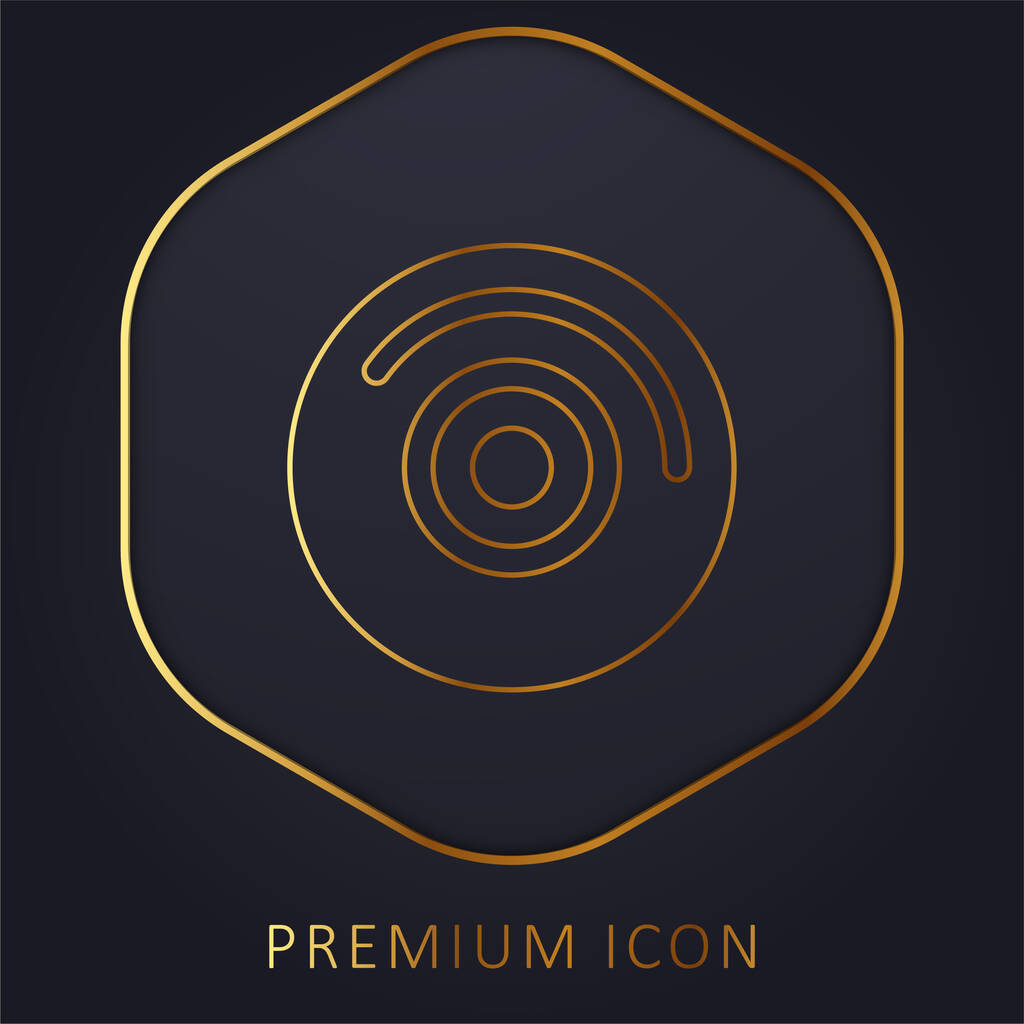 Disco de audio con detalles en blanco logotipo premium de línea dorada o icono - Vector, Imagen