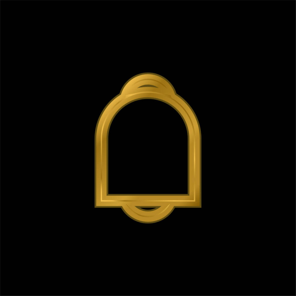 Bell Outline banhado a ouro ícone metálico ou vetor logotipo - Vetor, Imagem