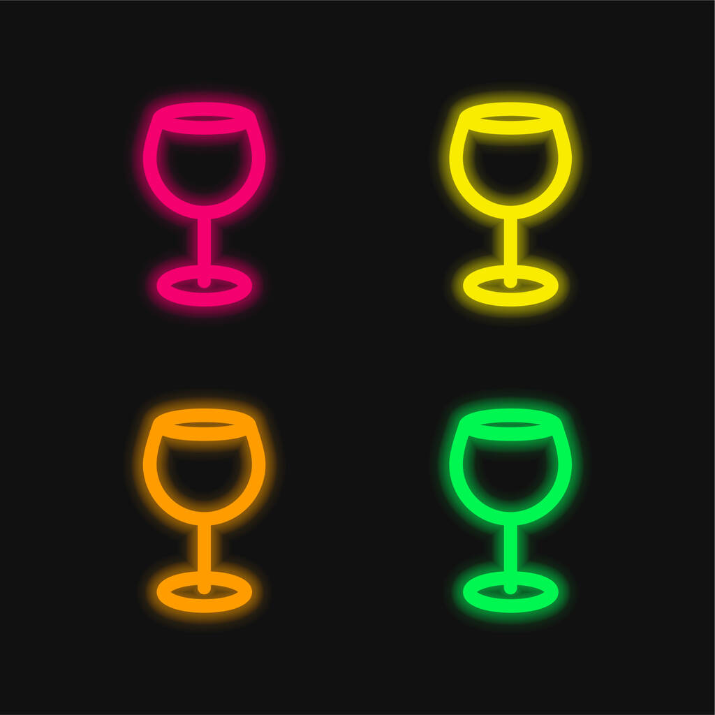 Gran copa de vino de cuatro colores brillante icono del vector de neón - Vector, imagen