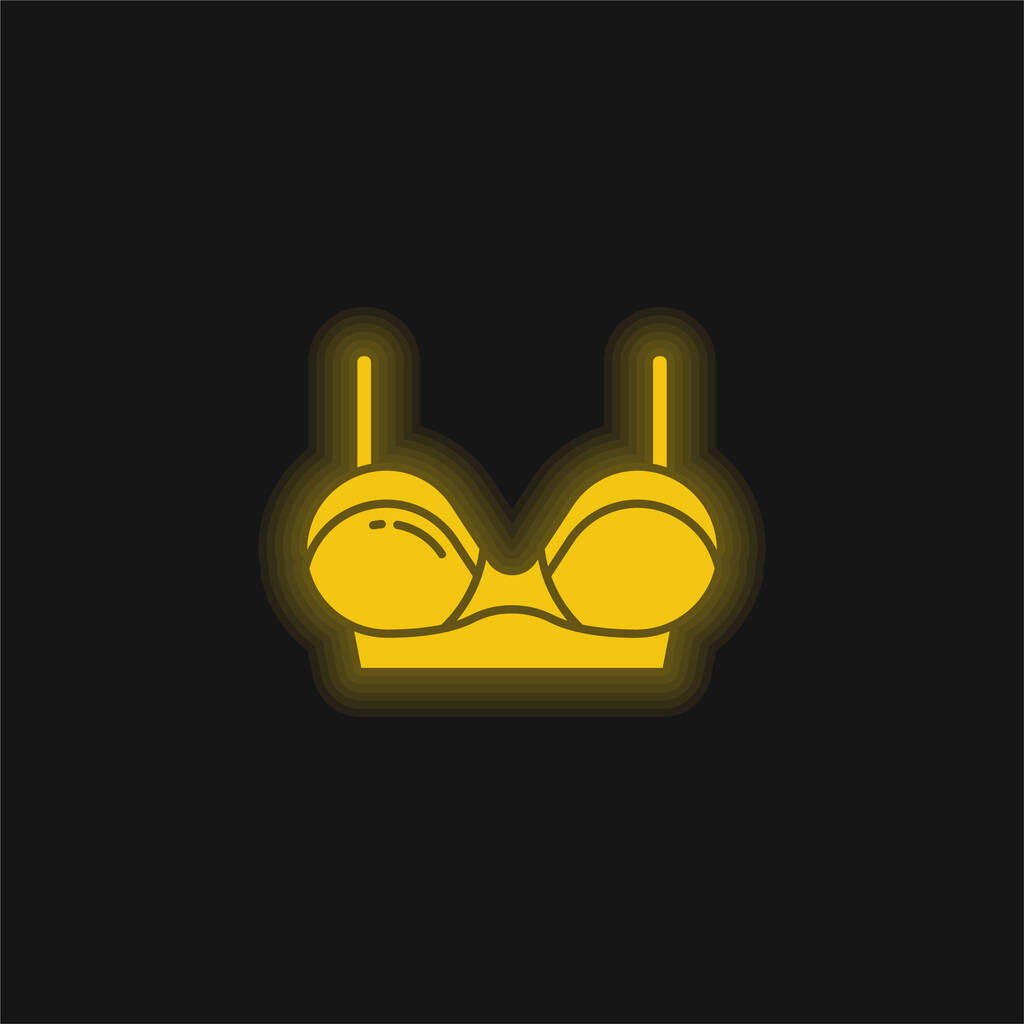 Sütyen sarısı parlak neon simgesi - Vektör, Görsel