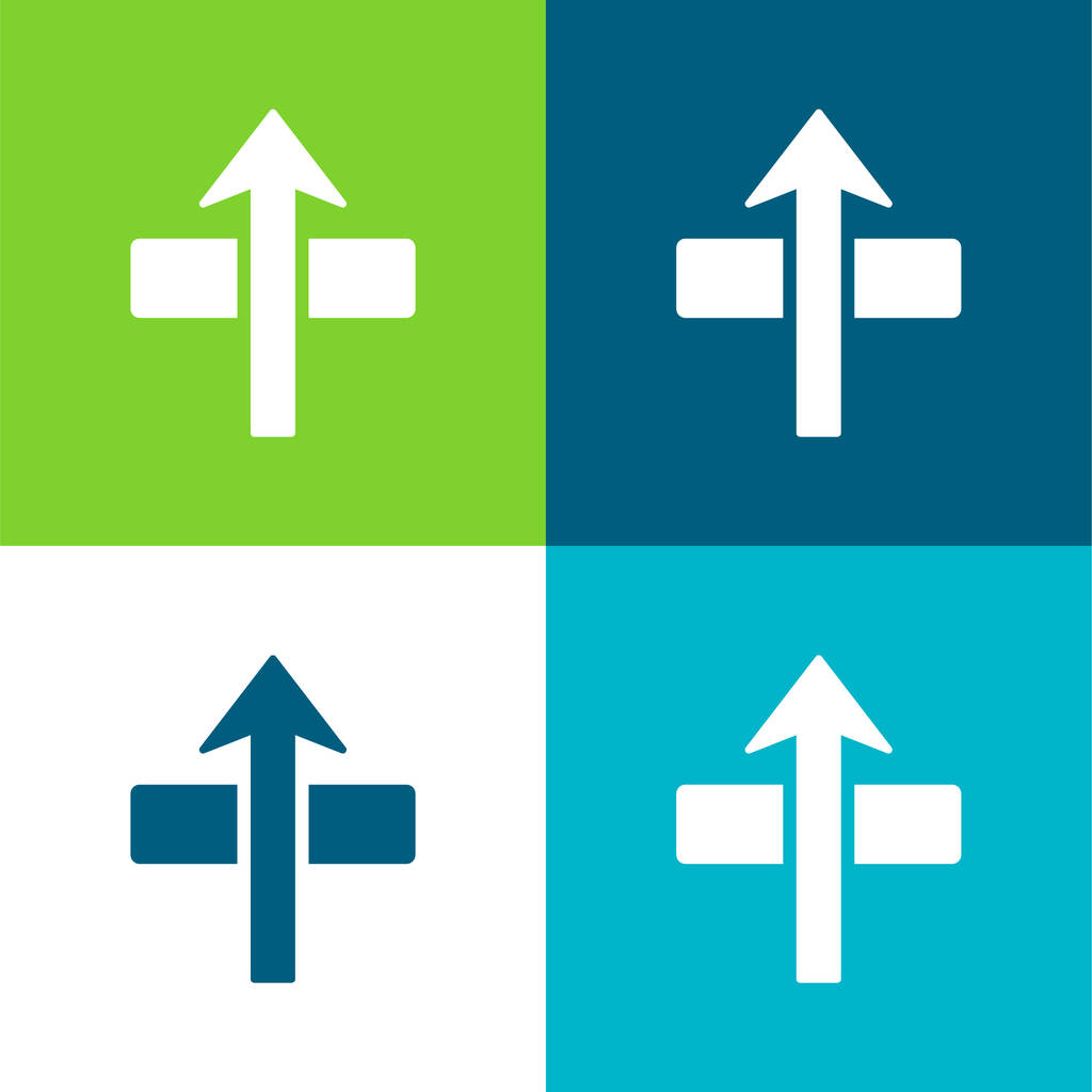 Flèche à travers plat quatre couleurs minimum jeu d'icônes - Vecteur, image