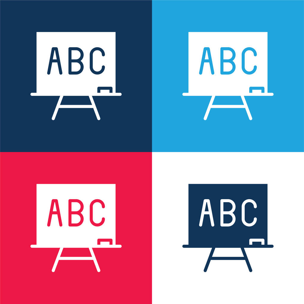 Abc μπλε και κόκκινο τεσσάρων χρωμάτων ελάχιστο σύνολο εικονιδίων - Διάνυσμα, εικόνα