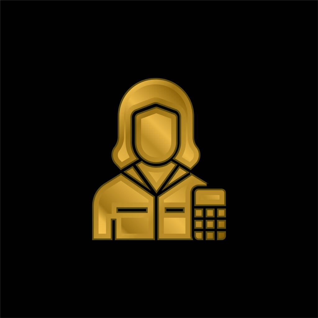 Contable chapado en oro icono metálico o logo vector - Vector, Imagen