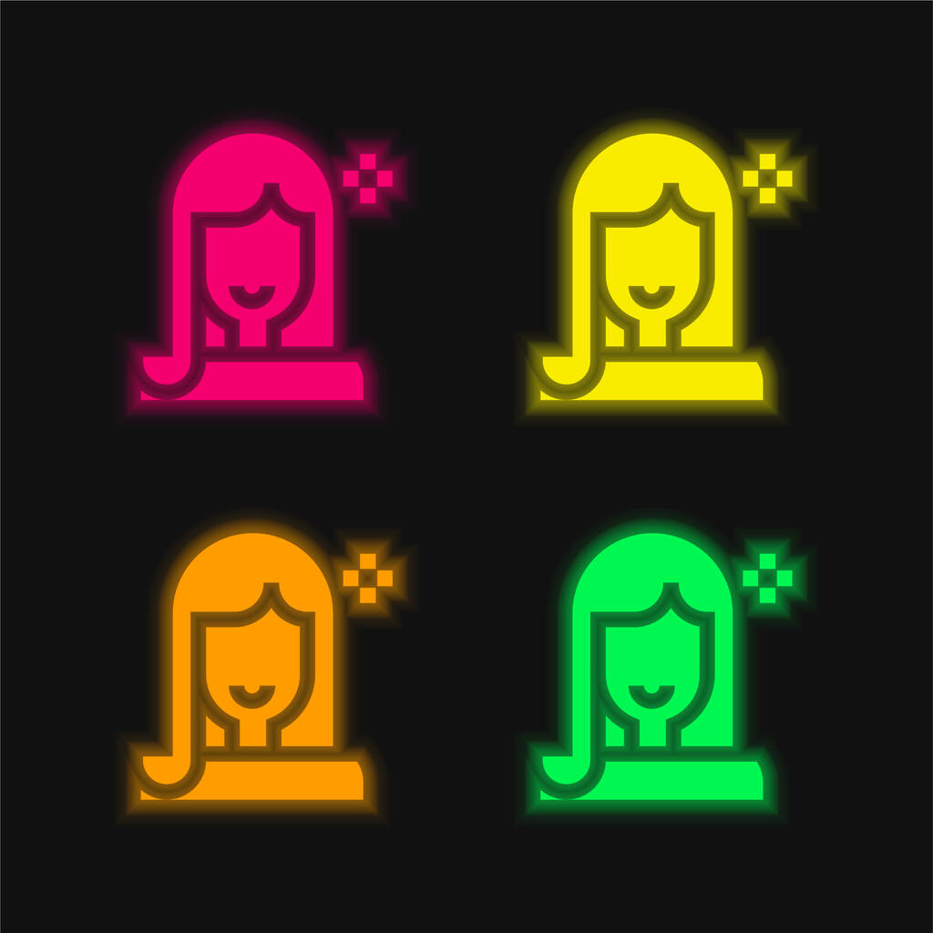 Szépség négy szín izzó neon vektor ikon - Vektor, kép