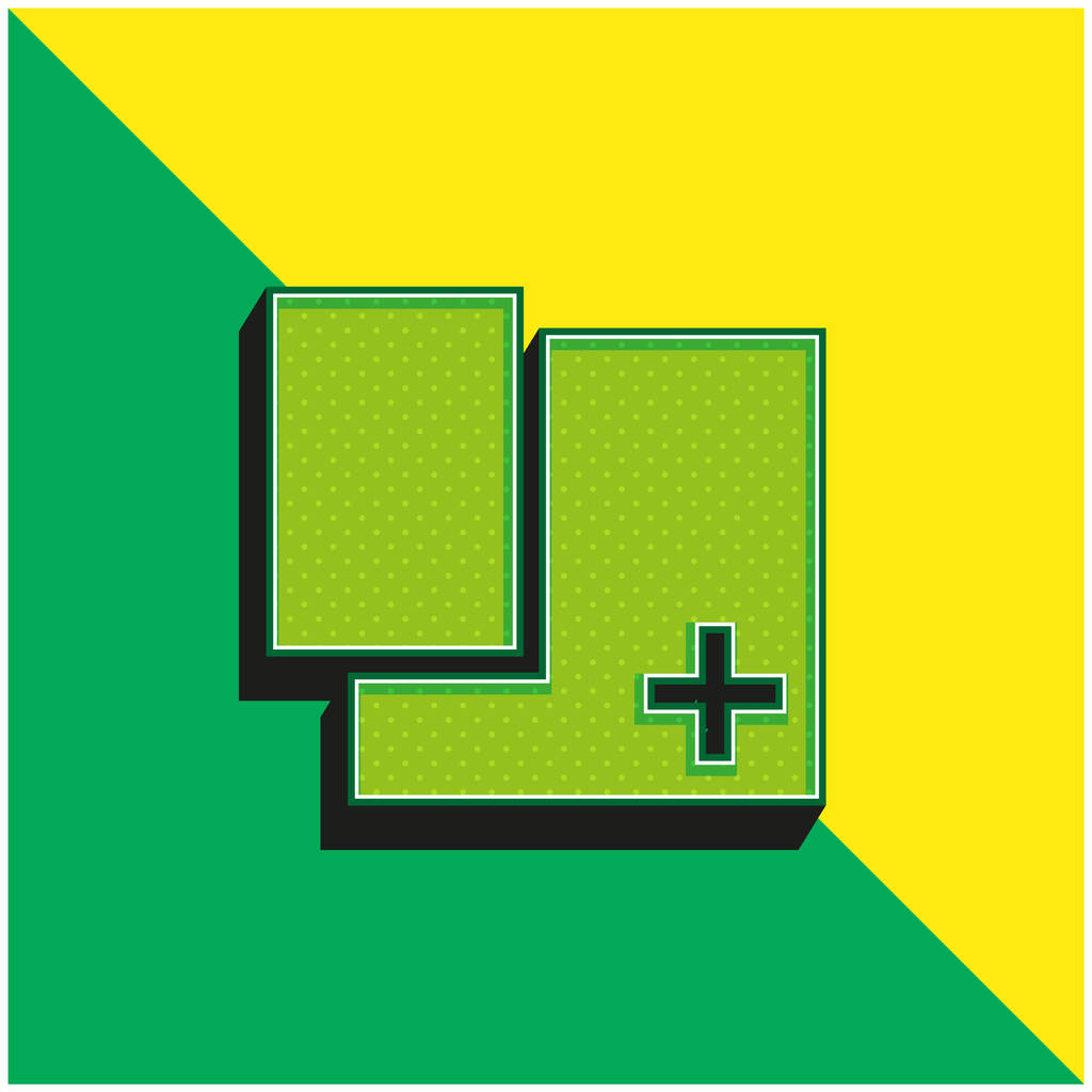 Añadir forma rectangular botón verde y amarillo moderno vector 3d icono logotipo - Vector, imagen
