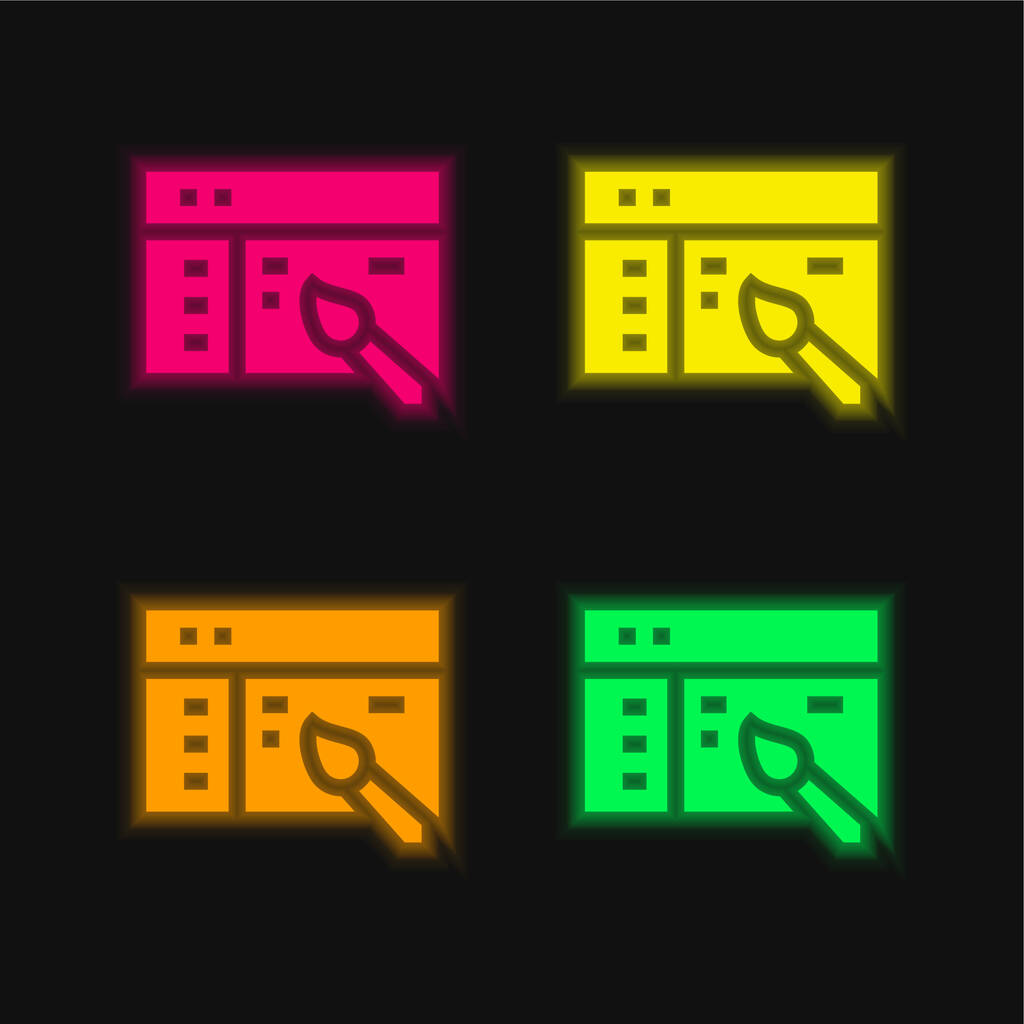 App Σχεδιασμός τεσσάρων χρωμάτων λαμπερό εικονίδιο διάνυσμα νέον - Διάνυσμα, εικόνα