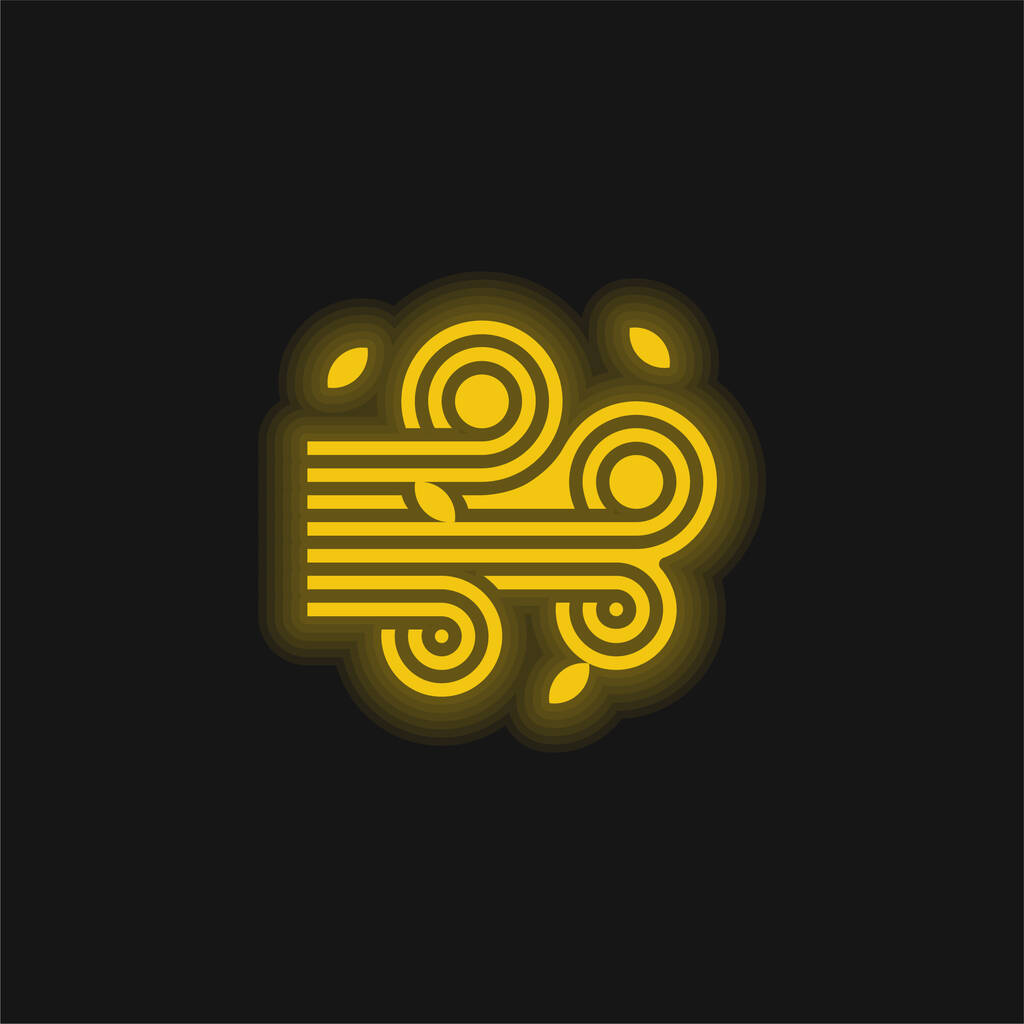 Icono de neón brillante amarillo aire - Vector, imagen