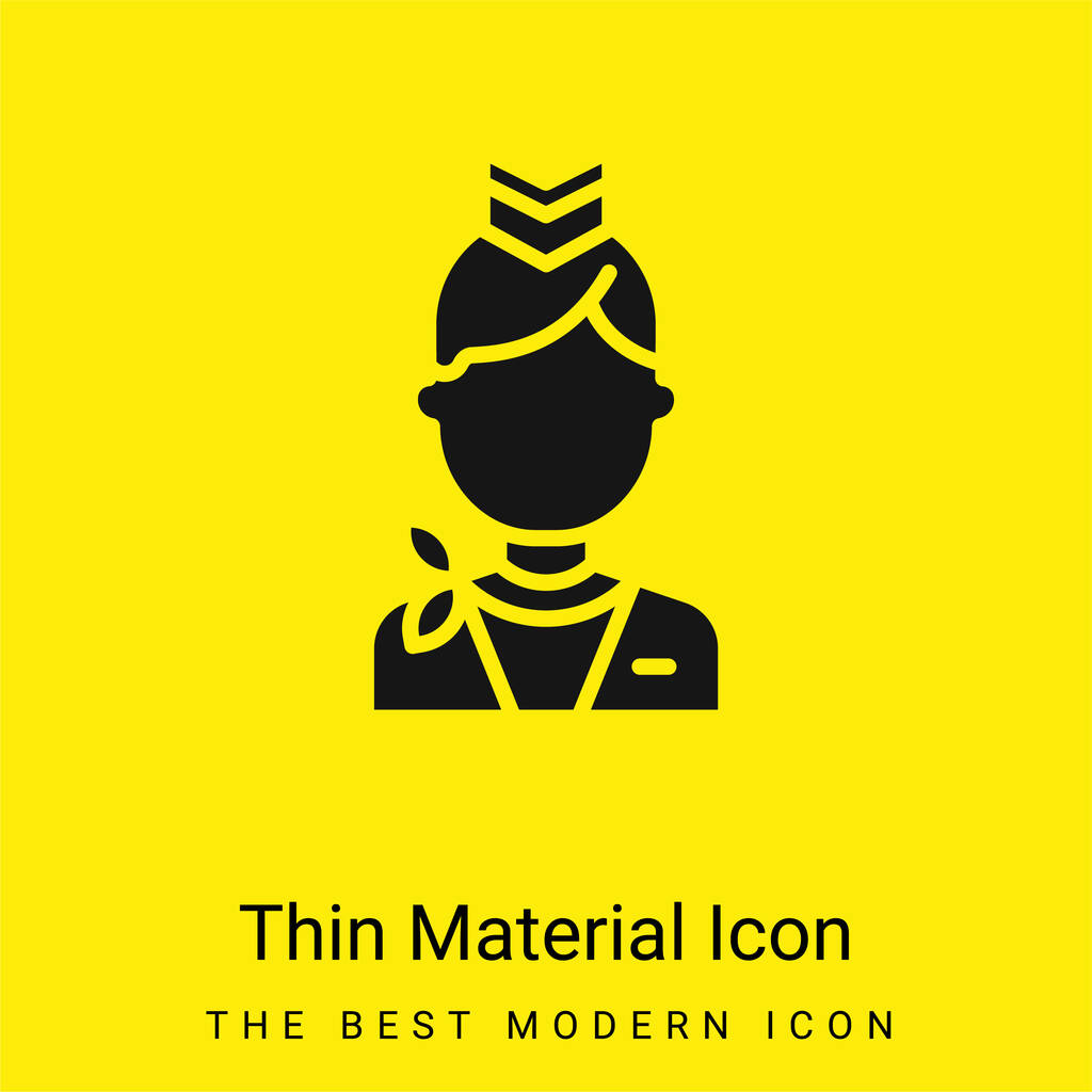 Air Hostess minimális fényes sárga anyag ikon - Vektor, kép