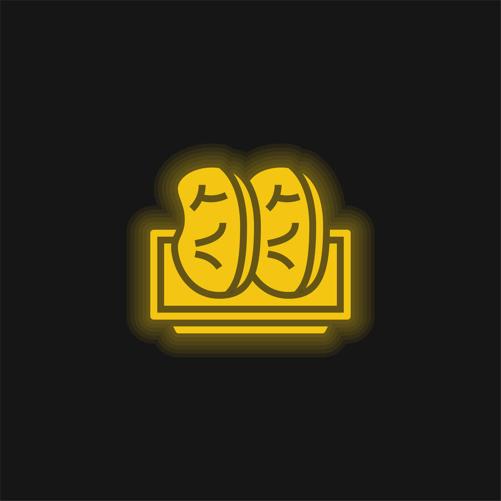 Tocino amarillo brillante icono de neón - Vector, imagen
