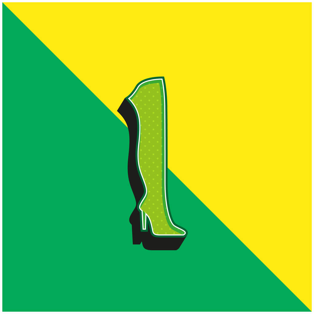 Çizmeler Yeşil ve Sarı Modern 3D vektör simgesi logosu - Vektör, Görsel