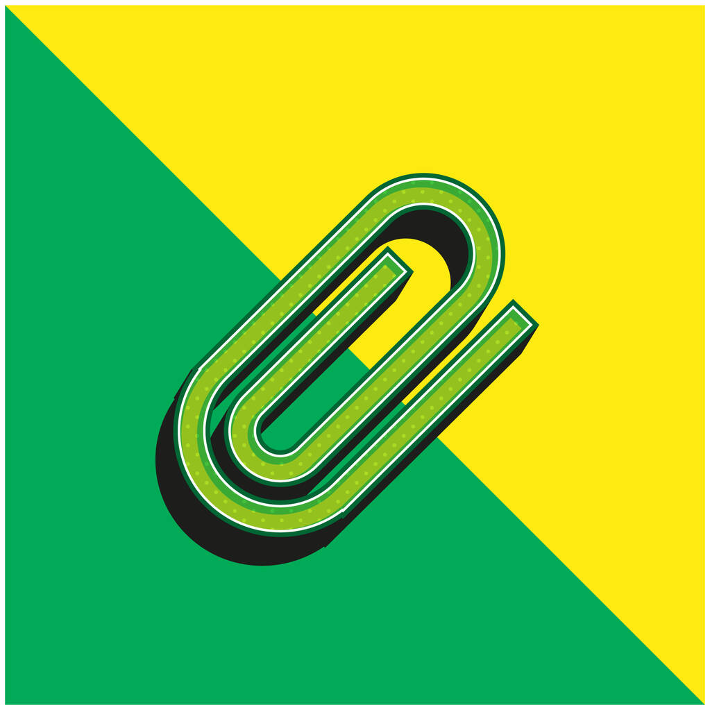 Adjuntar Paperclip Símbolo verde y amarillo moderno vector 3d icono logotipo - Vector, imagen