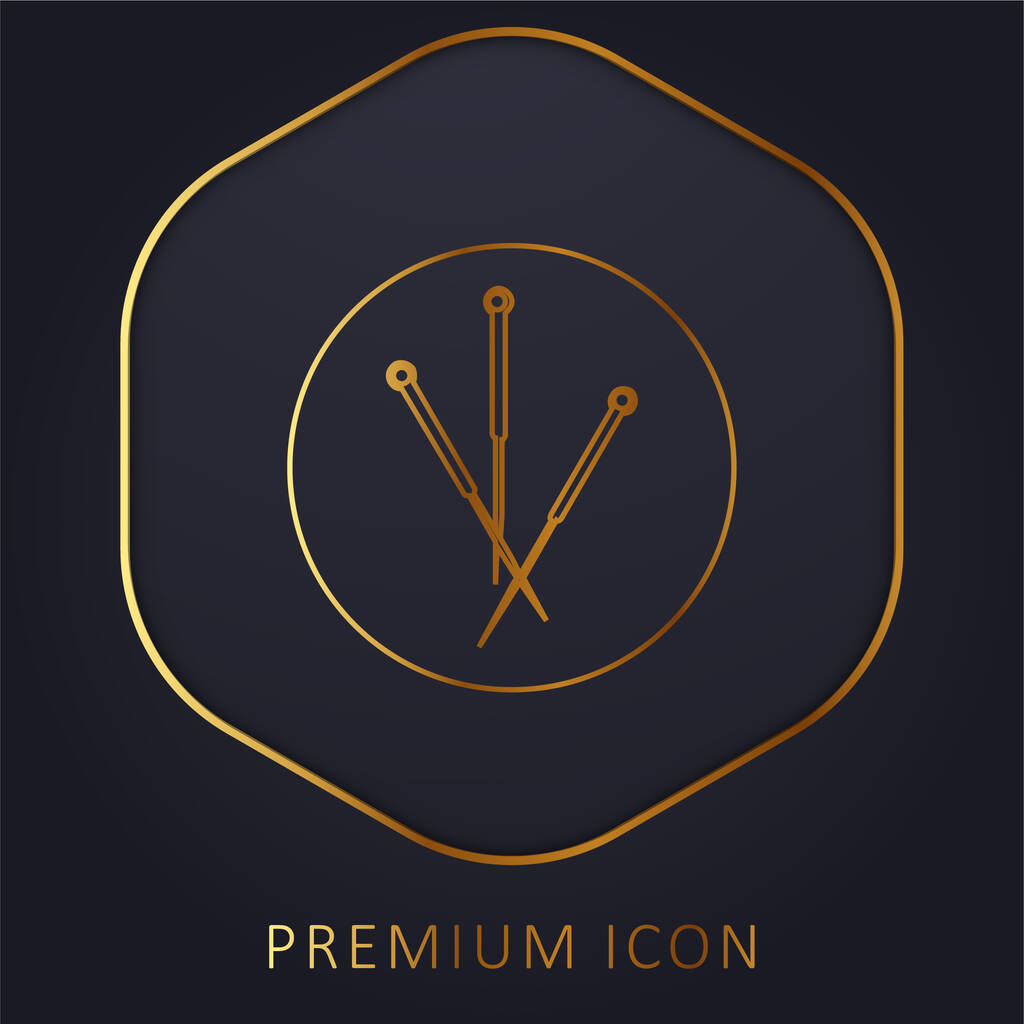 Igły akupunkturowe W okręgu złotej linii logo premium lub ikona - Wektor, obraz