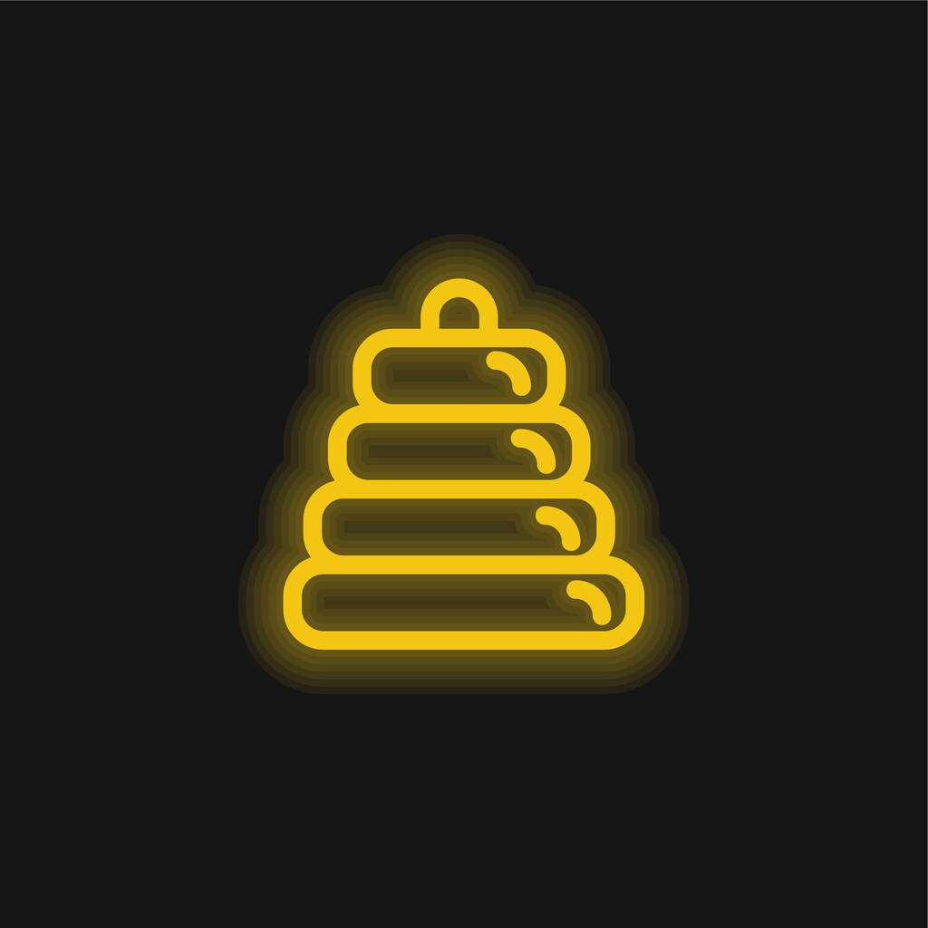 Baby Ring Tower żółty świecący neon ikona - Wektor, obraz