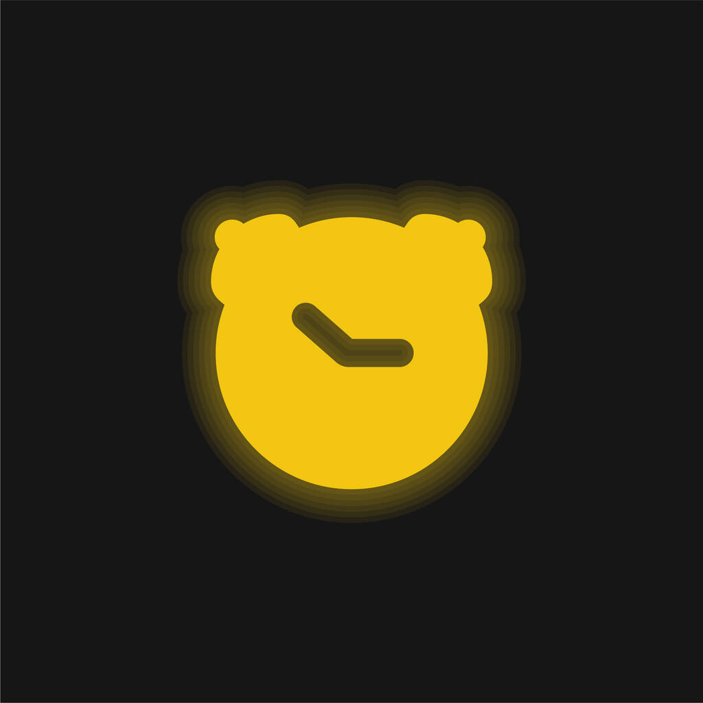 目覚まし時計黄色の輝くネオンアイコン - ベクター画像