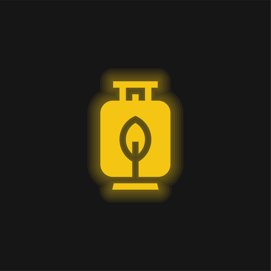 Ícone de néon brilhante amarelo de biogás - Vetor, Imagem