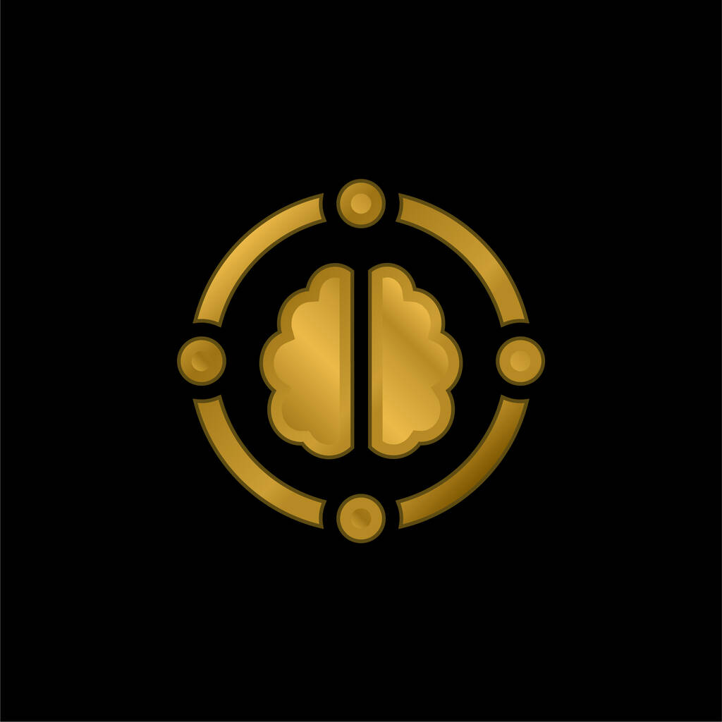 AI banhado a ouro ícone metálico ou vetor logotipo - Vetor, Imagem