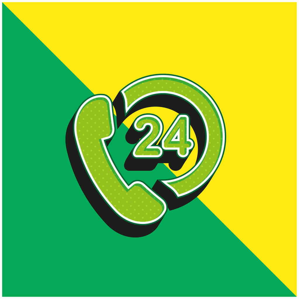 24 horas de apoyo verde y amarillo moderno logotipo del icono del vector 3d - Vector, imagen