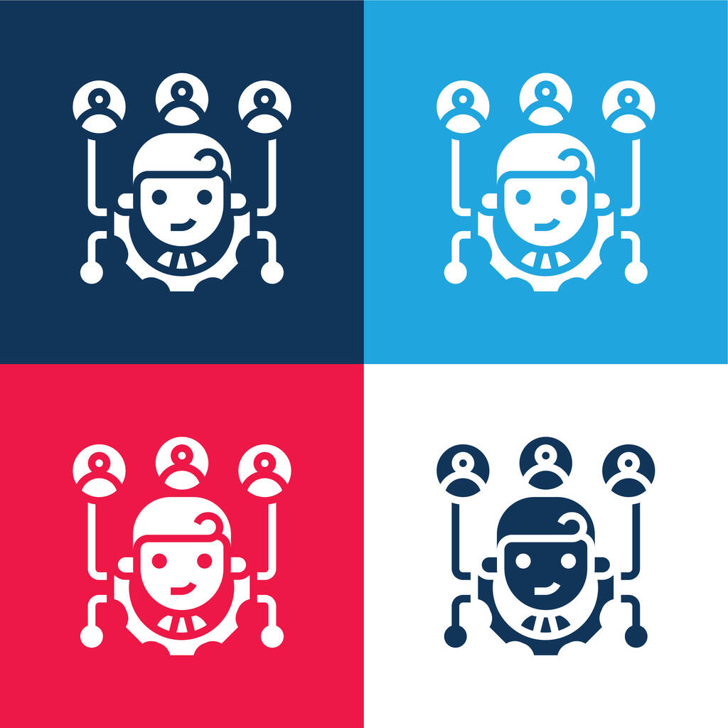 Afiliado Marketing azul y rojo conjunto de iconos mínimo de cuatro colores - Vector, Imagen