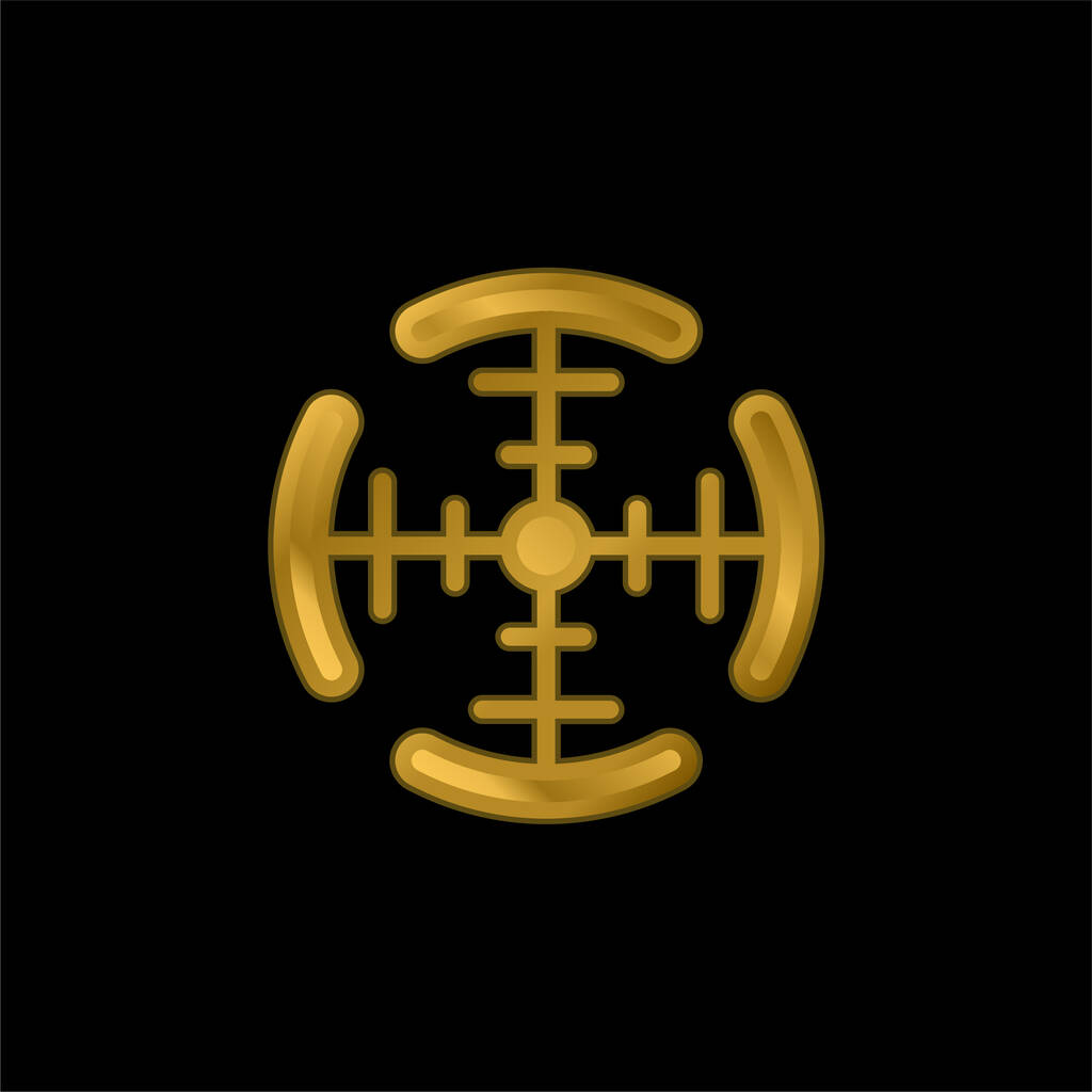 Objetivo banhado a ouro ícone metálico ou vetor logotipo - Vetor, Imagem